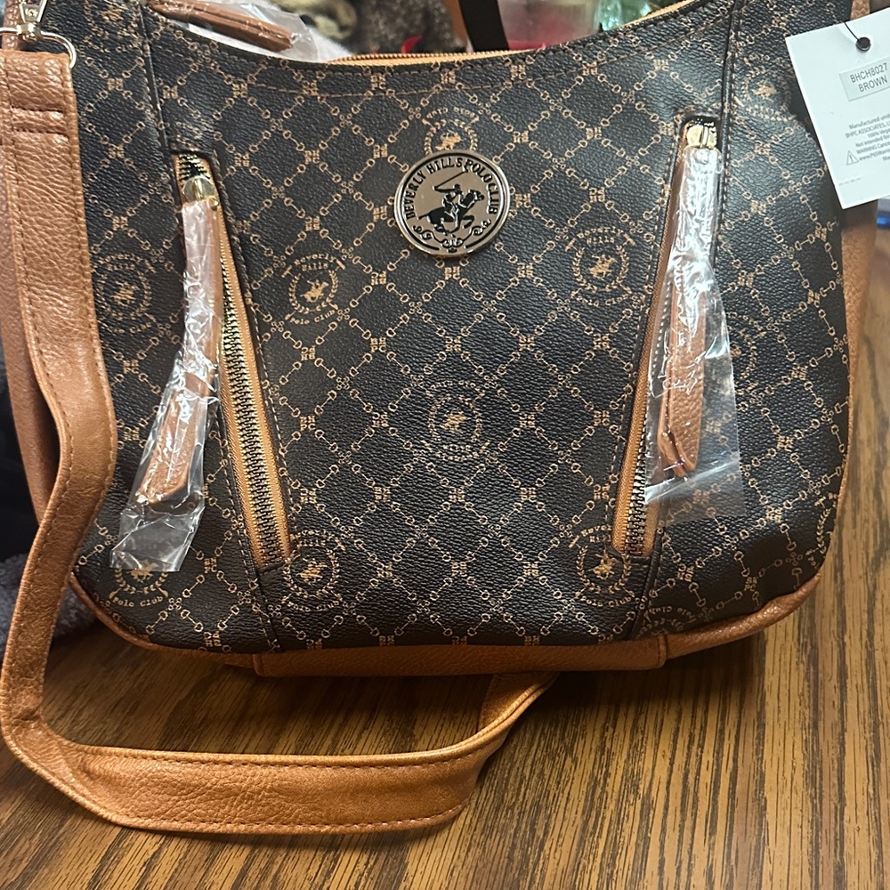 Beverly Hills Polo Club Brown Logo Tote Shoulder Bag